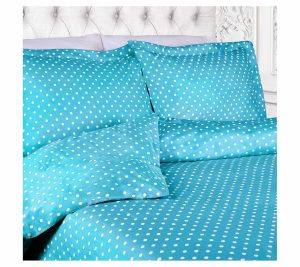 Bedspreads & Sets |   600-Tc Cotton Blend Polka Dot Duvet Cover Set, Twin Bedspreads & Sets Aqua