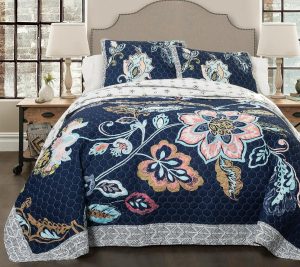 Bedspreads & Sets |   Aster 3-Piece Full/Queen Navy Quilt Set By Lushdecor Bedspreads & Sets Bedspreads & Sets