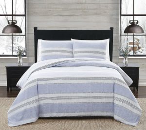 Bedspreads & Sets |   Blue Stripe Twin Xl 2 Piece Flannelcomforter Set Bedspreads & Sets Bedspreads & Sets