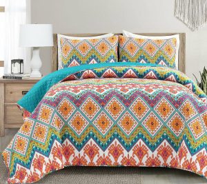 Bedspreads & Sets |   Boho Chevron Reversible Cotton Quilt3Pc F/Q Bedspreads & Sets Bedspreads & Sets