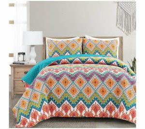 Bedspreads & Sets |   Boho Chevron Reversible Cotton Quilt3Pc King Bedspreads & Sets Bedspreads & Sets