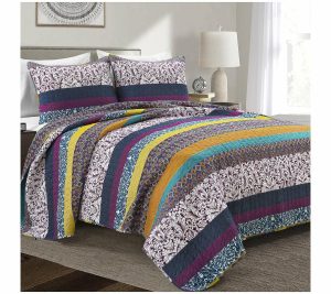 Bedspreads & Sets |   Boho Stripe Reversible Cotton Quilt King 3Pc Set Bedspreads & Sets Bedspreads & Sets