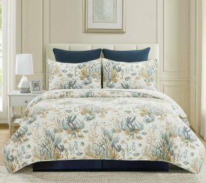 Bedspreads & Sets |   Cerulean Shores 3-Piece Cotton Full/Queen Quiltset By Valerie Bedspreads & Sets Bedspreads & Sets