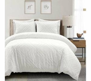 Bedspreads & Sets |   Diamond Clip Jacquard Duvet Cover Set White King By Bedspreads & Sets Bedspreads & Sets