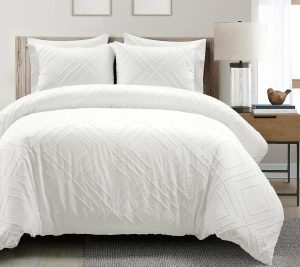 Bedspreads & Sets |   Diamond Clip Jacquard Duvet Cover White Set F/Qby Bedspreads & Sets Bedspreads & Sets