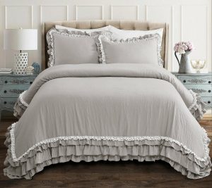 Bedspreads & Sets |   Ella Shabby Chic Ruffle Lace 3-Piece King Comforter Set Bedspreads & Sets Bedspreads & Sets