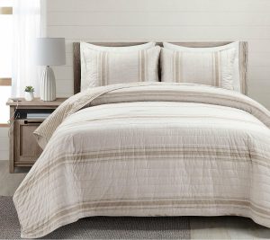 Bedspreads & Sets |   Farmhouse Stripe Rev Cotton Quilt Set F/Q By Bedspreads & Sets Bedspreads & Sets