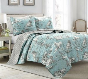 Bedspreads & Sets |   French Country Toile Cotton 3Pc King Quilt Set Bedspreads & Sets Bedspreads & Sets