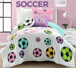 Bedspreads & Sets |   Girls Soccer Kick Twin Quilt Set By Bedspreads & Sets Bedspreads & Sets