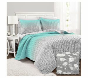 Bedspreads & Sets |   Glitter Ombre Metallic Twin Quilt Set Bedspreads & Sets Aqua