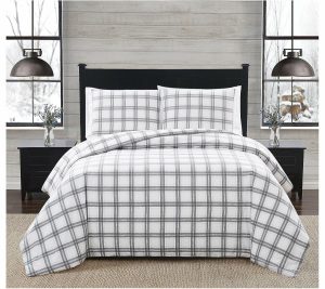 Bedspreads & Sets |   Grey Plaid Twin Xl 2 Piece Flannel Comforter Set Bedspreads & Sets Bedspreads & Sets