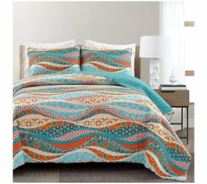 Bedspreads & Sets |   Hailey Watercolor Wave Reversible Cotton Quilt F/Q Bedspreads & Sets Bedspreads & Sets