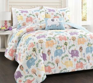 Bedspreads & Sets |   Hygge Elephant Quilt 4Pc Set Full/Queen Bedspreads & Sets Bedspreads & Sets