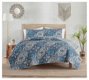 Bedspreads & Sets |   Indigo Ink Denim Reversible Medallion Boho Quilset- F/Q Bedspreads & Sets Bedspreads & Sets