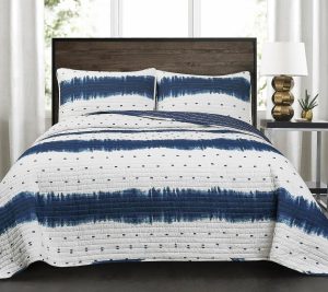 Bedspreads & Sets |   Jane Shibori 3-Piece Fl/Qn Navy Quilt Set By Bedspreads & Sets Bedspreads & Sets