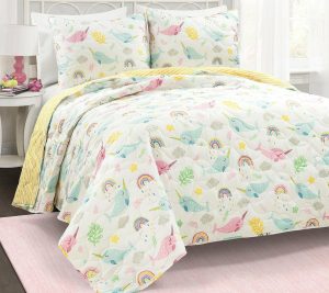 Bedspreads & Sets |   Magical Narwhal 3Pc Full/Queen Quiltset Bedspreads & Sets Bedspreads & Sets