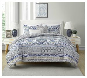 Bedspreads & Sets |   Malik Reversible Blue Medallion Comfoter Set- F/Q Bedspreads & Sets Bedspreads & Sets