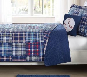 Bedspreads & Sets |   Navy Plaid Patch Twin Quilt Set Bedspreads & Sets Bedspreads & Sets