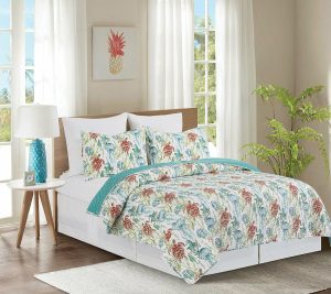 Bedspreads & Sets |   Paradise Sound 3-Piece Cotton King Quilt Set Byvalerie Bedspreads & Sets Aqua