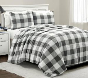 Bedspreads & Sets |   Plaid Ultra Soft Faux Fur Comforter3Pc King Bedspreads & Sets Bedspreads & Sets