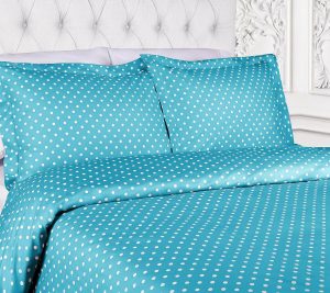 Bedspreads & Sets |   Polka Dot 600-Tc Cotton-Polyester 3Pcf/Q Duvet Cover Bedspreads & Sets Aqua