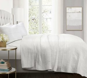 Bedspreads & Sets |   Pom Pom Stripe 3-Piece Fl/Qn White Quilt Set Bylush Decor Bedspreads & Sets Bedspreads & Sets