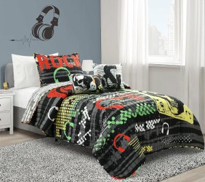 Bedspreads & Sets |   Rock N Roll Reversible Quilt Tw/Twxl5 Pc Set Bedspreads & Sets Bedspreads & Sets