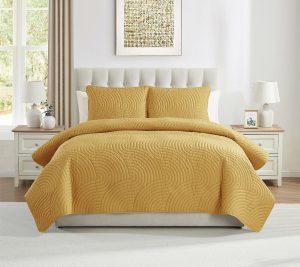 Bedspreads & Sets |   Sands 3Pc Curved Textured Quilt Set,Full/ Queen Bedspreads & Sets Bedspreads & Sets