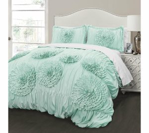 Bedspreads & Sets |   Serena 3-Piece Fl/Qn Aqua Comforter Set By Lushdecor Bedspreads & Sets Bedspreads & Sets