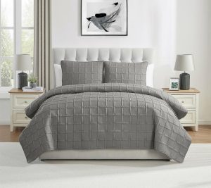 Bedspreads & Sets |   Solid 3Pc Square Textured Quilt Set,Full/ Queen Bedspreads & Sets Bedspreads & Sets