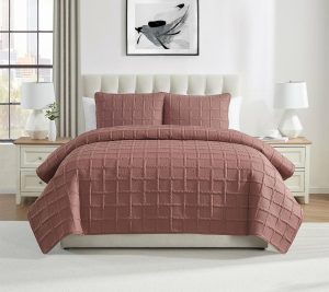 Bedspreads & Sets |   Solid 3Pc Square Textured Quilt Set,King Bedspreads & Sets Bedspreads & Sets