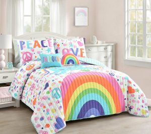 Bedspreads & Sets |   Unicorn Rainbow Full/Queen Quilt Set By Bedspreads & Sets Bedspreads & Sets