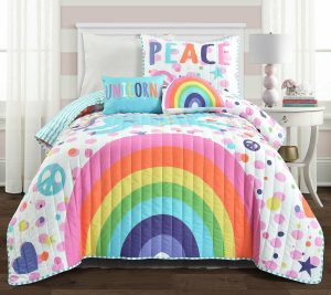 Bedspreads & Sets |   Unicorn Rainbow Twin Quilt Set By Bedspreads & Sets Bedspreads & Sets