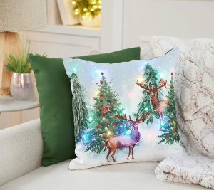 Clearance |   "As Is"  18" Holiday Dec Pillows – 1 Led, 1 Solid Clearance Angel - Black