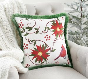 Clearance |   "As Is"  18" Whimsical Plush Dec Pillow W/Fringe Clearance Cardinal