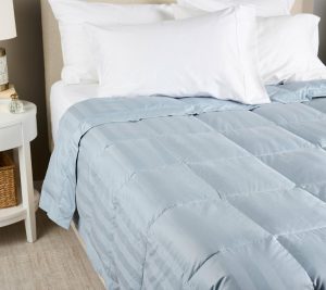 Clearance |   "As Is" Dobby Stripe Cotton 650Fp Down Blanket- Queen Clearance Blossom