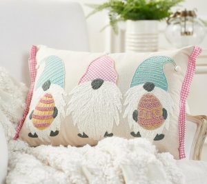 Clearance |   "As Is"  Easter Gnomes Embroidered Dec Pillow Clearance Clearance