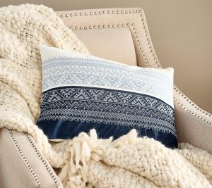 Clearance |   Embroidered Velvet Fairisle Lumbar Pillow Clearance Clearance