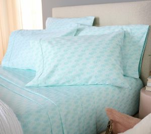 Sheets |   1200Tc Cotton Blend Sateen Sheet Set Sheets Aqua Geo