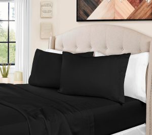 Sheets |   1500-Tc Egyptian Cotton 4-Piece Sheett Cal King Sheets Black