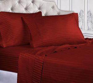 Sheets |   400Tc Egyptian Cotton Stripe Sheet Set , Twin Xl Sheets Burgundy