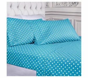 Sheets |   600 Threadcount Cottonblend Polka Dotn Xl Sheets Aqua