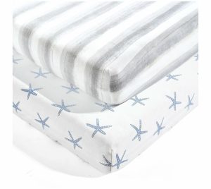 Sheets |   Baby Seaside Coastal Set Of 2 Cottoncrib Sheets Sheets Blue