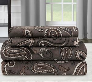 Sheets |   Cotton Flannel Deep Pocket Paisley She Et Set, Twin X Sheets Charcoal