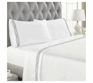 Sheets |   Egyptian Cotton 1200Tc Embroidered Bedsheet Set,King Sheets Charcoal