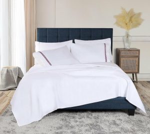 Sheets |   Egyptian Cotton Embroidered Bed Sheetet- Cal King Sheets Charcoal