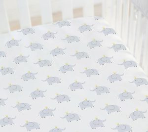 Sheets |   Hello Spud Elephant Fitted Crib Sheet Sheets Gray