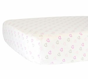 Sheets |   Hello Spud True Hearts Fitted Crib Sheet Sheets Pink