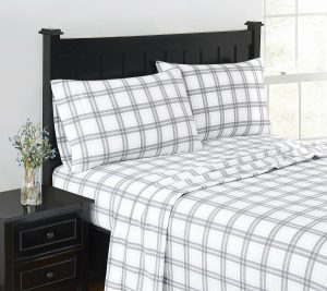 Sheets |   London Fog Grey Plaid Flannel 3 Piece Twin Sheet Set Sheets Sheets