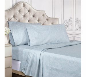 Sheets |   Paisley Cotton And Polyester Blend Shet Set, King Sheets Blue